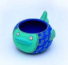 Handicraft Terracotta Modern Diya Fish Blue / Tealight / Tlight Holder